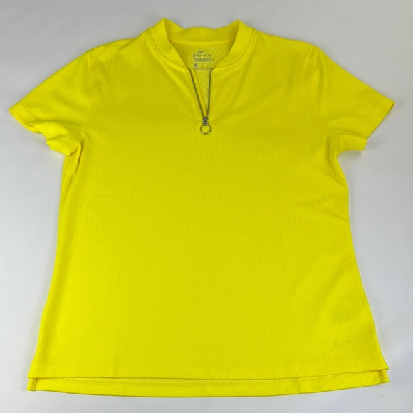 Nike Women's Yellow Size L Top. Zip Neck. NWOT. DRI-FIT Standard fit. Unique Top - Picture 1 of 8